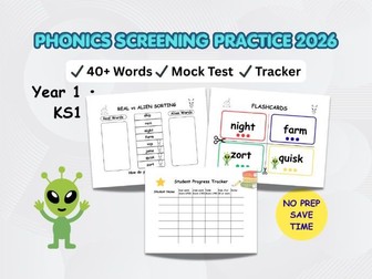Year 1 Phonics Screening Fix Pack 2026 | Real & Alien Words | 10-Minute Daily Practice | KS1