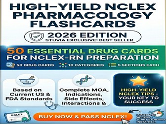 NCLEX-RN Pharmacology Flashcards 2026 | 50 High-Yield Drugs | NGN-Ready | Printable PDF