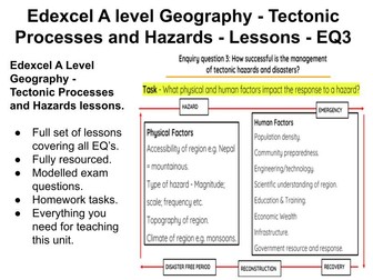 Edexcel A level Geography - Tectonic Processes and Hazards - Lessons - EQ3