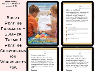 Short Reading Passages Summer Theme | Reading Comprehension Worksheets Grade 2–3