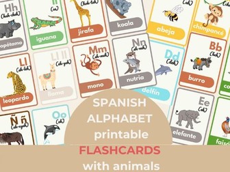 Spanish Alphabet printable FLASHCARDS (Spanish for beginners)