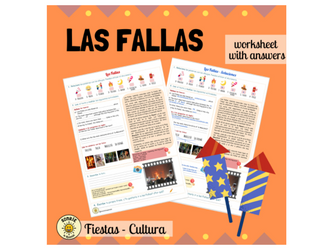 Las Fallas worksheet. Identity and culture. Spanish festivals. Photocard description