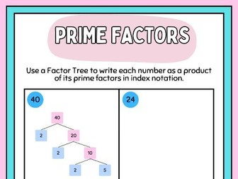 Product of Prime Factor Tree Worksheet