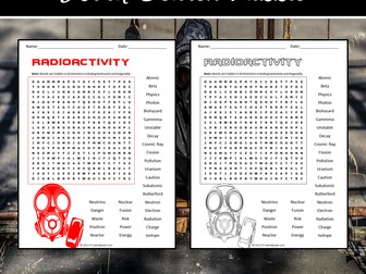 Radioactivity Word Search Puzzle