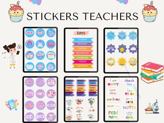 Colorful Digital Stickers for Teachers