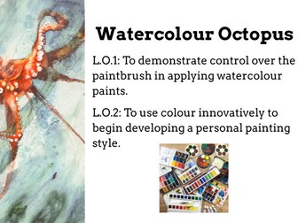 Watercolour Painting project- Natural forms octopus Art skills GCSE