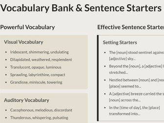 GCSE English Paper 1 Q5 – Descriptive Writing Starters Pack