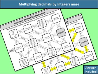 Multiplying decimals by integers maze