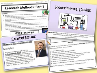 Research Methods Part 1 - Year 1 Research Methods - AQA A level Psychology