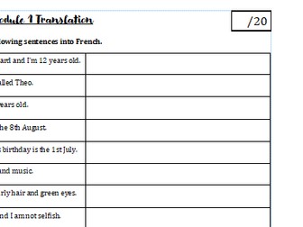 GCSE French Spanish Family Translation