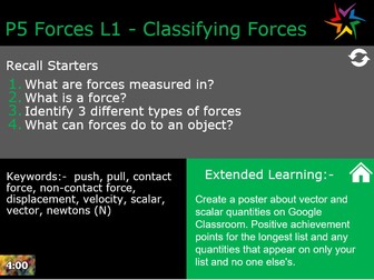 AQA Trilogy L1 - Classifying Forces - Vector/ Scalar and Contact and Non Contact Forces