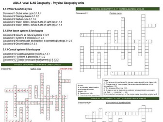 AQA A-Level Geography crosswords physicals