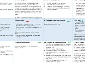 OCR A Level PE Injury topic Summary