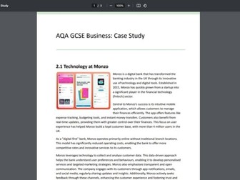 GCSE AQA Unit 2 Business: Case Study Activity