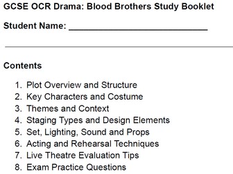 Blood Brothers Revision Booklet GCSE Drama