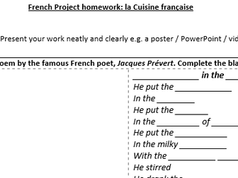 La Cuisine Francaise - Project homework