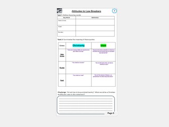 Religion Crime & Punishment Homework Booklet Theme E AQA