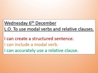 Modal verb and relative clause practice and quiz.