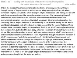 GCSE Dr Jekyll and Mr Hyde Level 9 Exemplar Essay Secrecy and the Unknown