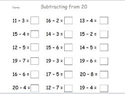 KS1- Subtracting from 20 | Teaching Resources