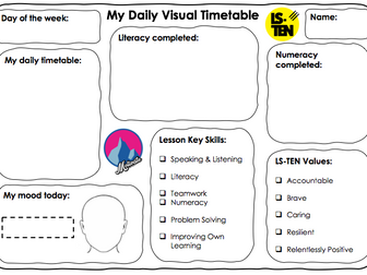 SEN / ASD Daily Visual Timetable - Organisation / Routine