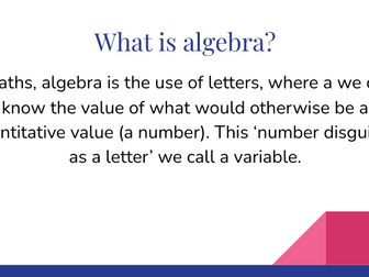 ALGEBRA INTRODUCTORY LESSONS