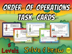 Order of Operations Solve & Draw Task Cards