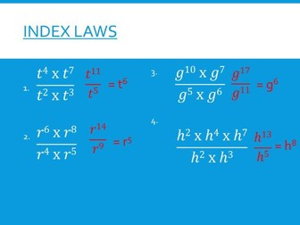 Index Laws Maths lesson