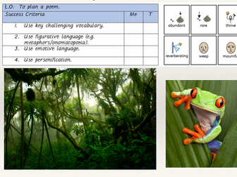 OUTSTANDING  KS2 YEAR 4 WEEKLY PLANNING (POETRY) RAINFOREST