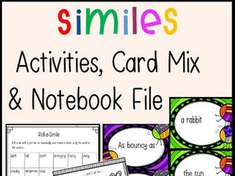 Similes - ALL YOU NEED Resources, Activities, Game Board and SMART Notebook File