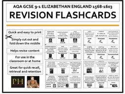 Elizabethan England Revision Flashcards AQA GCSE 9-1