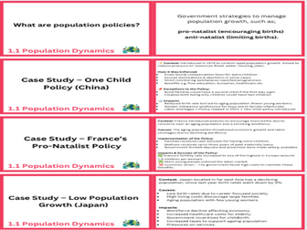 1.1 Population Dynamics CIE AQA Geography Revision Flashcards