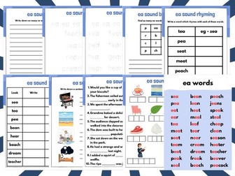 'ea' phonics sound workbook