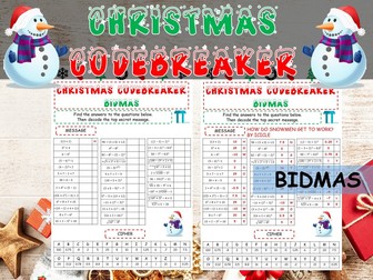 Christmas maths Codebreaker on bidmas / order of operations