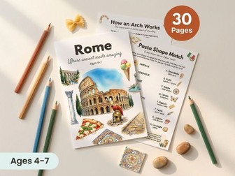 Rome Explorer | Colosseum Gladiators Pizza Roman Numerals Mosaics | Ages 4-7