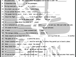 Airports and Hotels 1 Page BW Worksheet