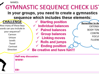 Gymnastic sequence checklist