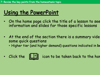 Homeostasis revision lesson and quiz