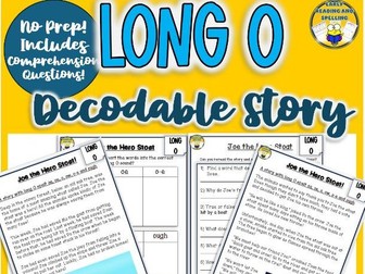 Long Vowel O Decodable Reading Passage (oa, oe, o, ow, o-e, ough) with Word Sort