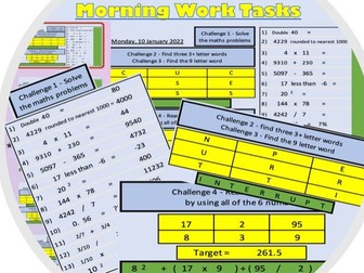 Maths and literacy Morning Work New 2022 Set 3