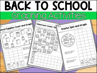 Back to School Bar Graphs Worksheets & Activities including Roll & Graph