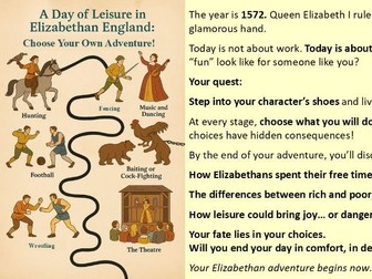 Elizabethan leisure- Choose your own adventure! Edexcel GCSE Elizabethan England