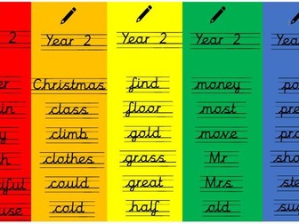 Year 2 Common Exception Word Spelling Bookmark