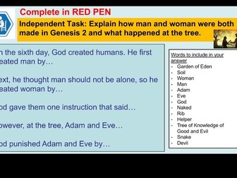 Genesis 2; Man and Woman Creation Christianity