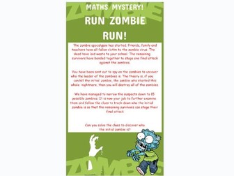 Zombie Theme Four Operations Mystery Activity - Addition, Subtraction, Multiplication and Division