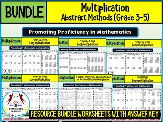 MULTIPLICATION ABSTRACT METHODS Worksheets Product or Resource BUNDLE for GRADE 3–5