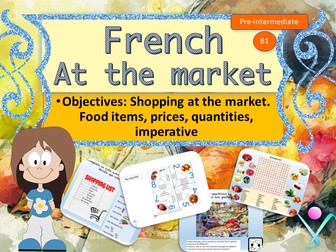 Shopping in market - french interactive activities and video