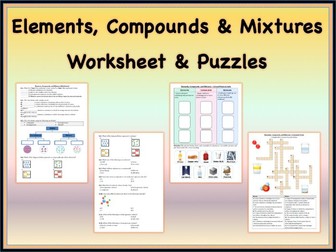 Elements, Compounds, and Mixtures - Worksheet & Puzzle | Printable & Distance Learning