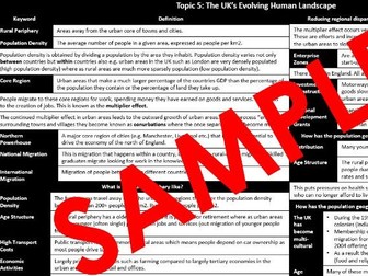 Edexcel B 9-1 Geography Knowledge Organiser Topic 5 The UK's Evolving Human Landscape