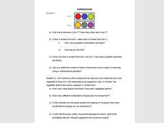 Combined Events: Probability Worksheet